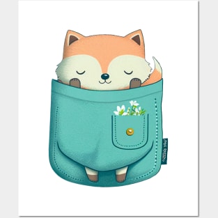 fox cute kawaii, t-shirt. Posters and Art